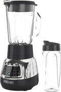 Black+Decker Quiet Blender with 6-Cup Cyclone Glass Jar 3 Speeds + 3 Functions &amp Serrated Blade Technology for Faster Blending Pulse Button and 24-oz Personal Jar 900W