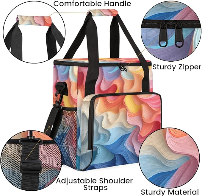 Tie Dyeing Coffee Maker Carrying Bag Rainbow Portable Travel Storage Tote Bag Compatible with K-Mini or K-Mini Plus Single Serve Coffee Brewer Carrying Case with Multiple Pockets &amp Shoulder Stra