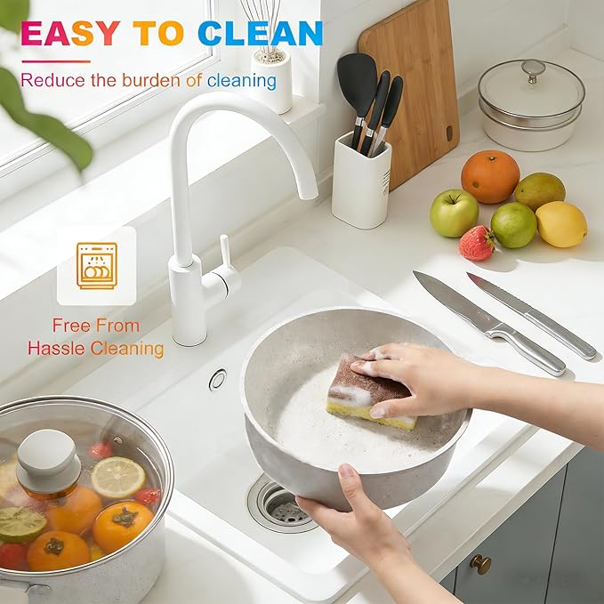 23-Piece Pots and Pans SetKitchen Nonstick Cookware Sets White Granite Induction Cookware Nonstick Cooking Set with Frying Pans &amp Saucepans