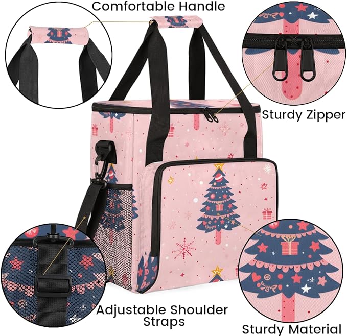 Gothic Xmas Tree Coffee Maker Carrying Bag Portable Travel Storage Tote Bag Compatible with K-Mini or K-Mini Plus Single Serve Coffee Brewer Carrying Case with Multiple Pockets &amp Shoulder Strap