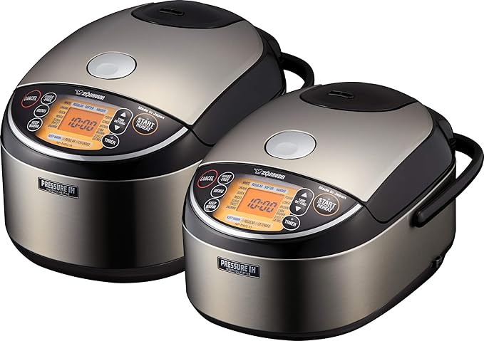 Zojirushi NS-ZCC10 Neuro Fuzzy Cooker 5.5-Cup uncooked rice / 1L White &amp NP-NWC10XB Pressure Induction Heating Rice Cooker &amp Warmer 5.5 Cup Stainless Black Made in Japan
