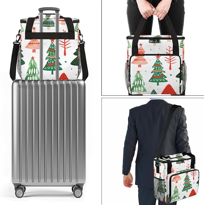 Bright Tree Coffee Maker Carrying Bag Christmas Festivals Travel Storage Bag Compatible with K-Mini or K-Mini Plus Single Serve Coffee Brewer Carrying Case with Multiple Pockets &amp Shoulder Strap