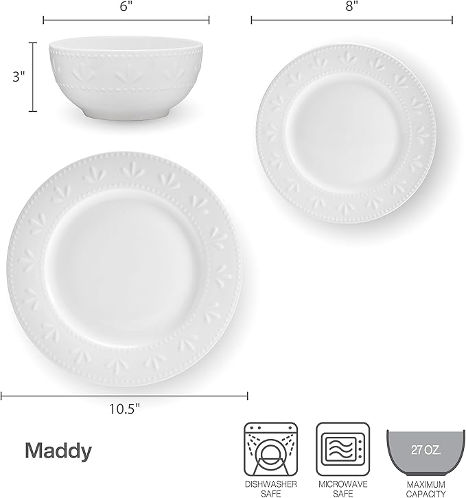 Pfaltzgraff Maddy 12 Piece Dinnerware Set Service for 4