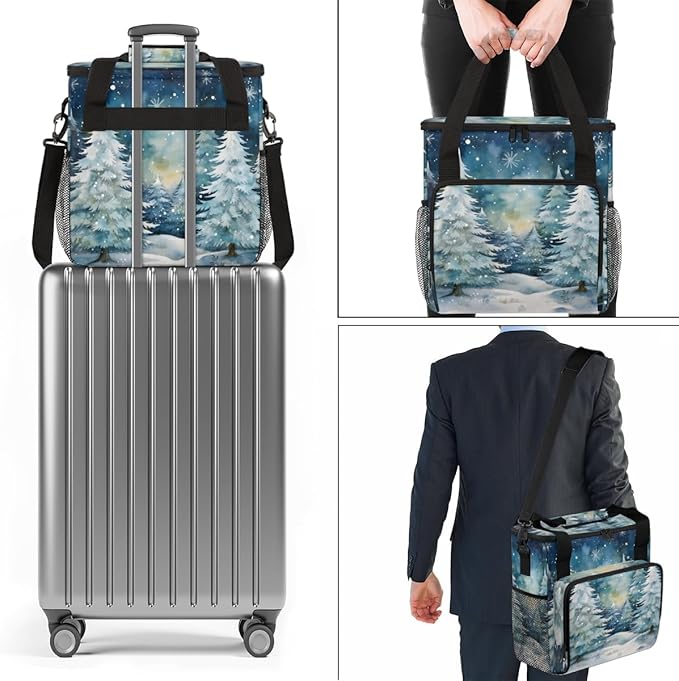 Retro Christmas Tree Coffee Maker Carrying Bag Portable Travel Storage Tote Bag Compatible with K-Mini or K-Mini Plus Single Serve Coffee Brewer Carrying Case with Multiple Pockets &amp Shoulder St