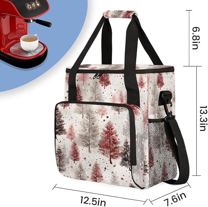 Cartoon Tree Coffee Maker Carrying Bag Christmas Tree Travel Storage Bag Compatible with K-Mini or K-Mini Plus Single Serve Coffee Brewer Carrying Case with Multiple Pockets &amp Shoulder Strap