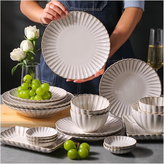 Dinner Sets White Ceramic Dinner Sets Bowl Dish Plates Porcelain Dinnerware Set For Household Hotel6people Set