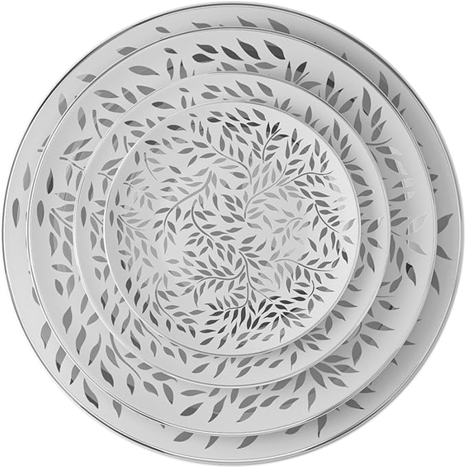 Bone china dinnerware set for 2 Plates set with dessert plates (6.5&amp8 inch) and dinner steak plate(10.5&amp12 inch) dishes set for home and kitchen Oval pattern series