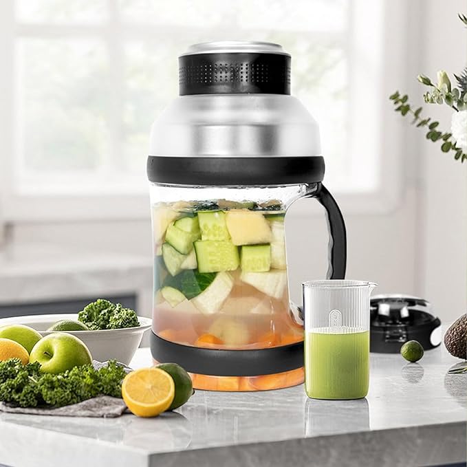 2L Portable Blender 18000rpm Shakes Blender Double Cap Design USB Travel Juice Cup Mini Fruit Mixer with 6 Blades for Shakes and Smoothies (Black)