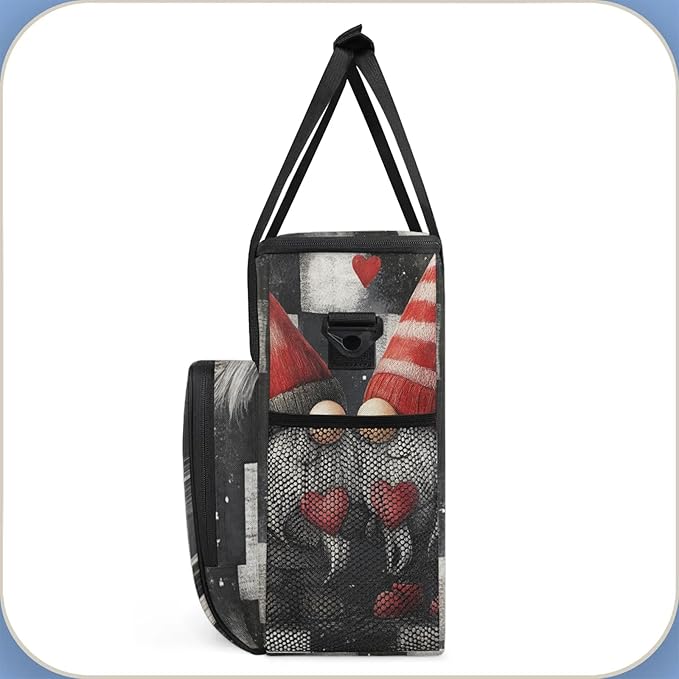 Valentine's Day Gnome Coffee Maker Carring Bag Large Insulated Storage Organizer Case Tote Bags with Shoulder Strap for Travel Work Picnic