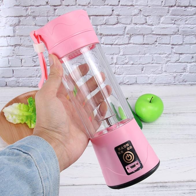 380ml Mini Rechargeable Juicer Machine Portable Smoothie Bottle Pink Random Style