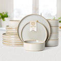 MONITO Ceramic Dinnerware Sets for 6 18PCS Stoneware Plates and Bowls Sets Reactive Glaze Dish Set Chip and Scratch Resistant Double Microwave and Dishwasher Safe Beige