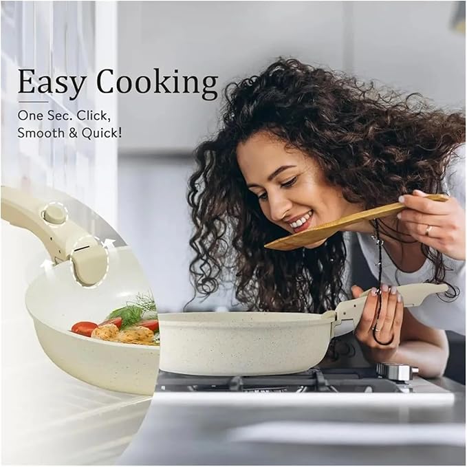 11 piece Nonstick Cookware Sets Handle Kitchen Removable Handle Cooking Pot Set
