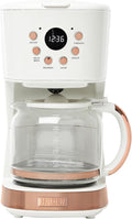 HADEN Coffee Machine 12 Cup Programmable Drip Coffee Maker with Auto Shut-Off Function and Reusable Washable Water Filter Ivory &amp Copper