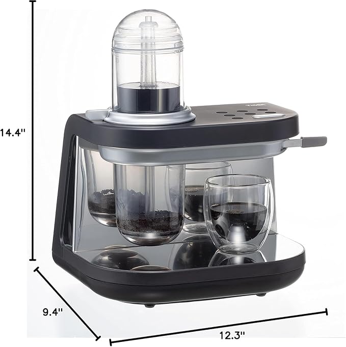 Tiger Siphonysta Brewing Coffee Maker Programmable Single-Serve Siphon Coffee Machine Premium Brewer Stainless Steel-Enhanced Design Black