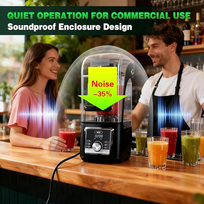 VONCI 2200W Commercial Blender With Sound Enclosure 85OZ Large Capacity Quiet Blender For Smoothies Heavy Duty Industrial Blenders For Restaurant Perfect For Kitchen Ice Crush Milk Shake Fruits