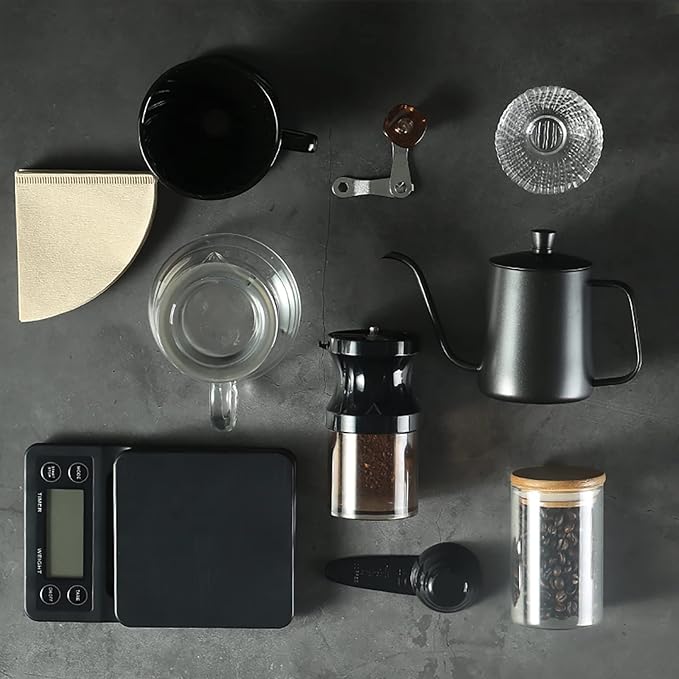 Travel Hand-Brewed Coffee Set Outdoor Portable Camping V60 Appliance Household Entry-Level Hand-Grinding Coffee Machine Full Set Drip Coffee Maker is The Best Gift for her