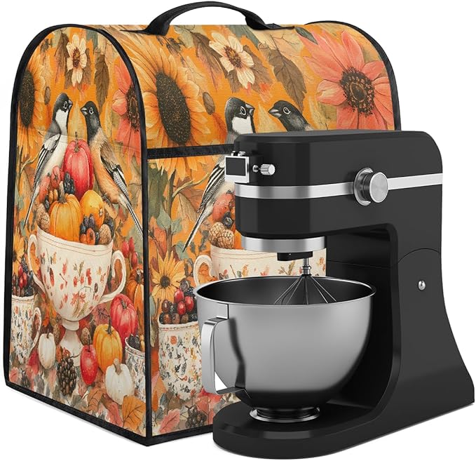 cfpolar Kitchen Aid Mixer Cover Compatible with 6-8 Quarts Sunflower Bird Food Pumpkin Stand Mixer Cover Kitchen Aid Mixers Accessories Appliance Organizer Bag Dust Covers with Zipper Pocket