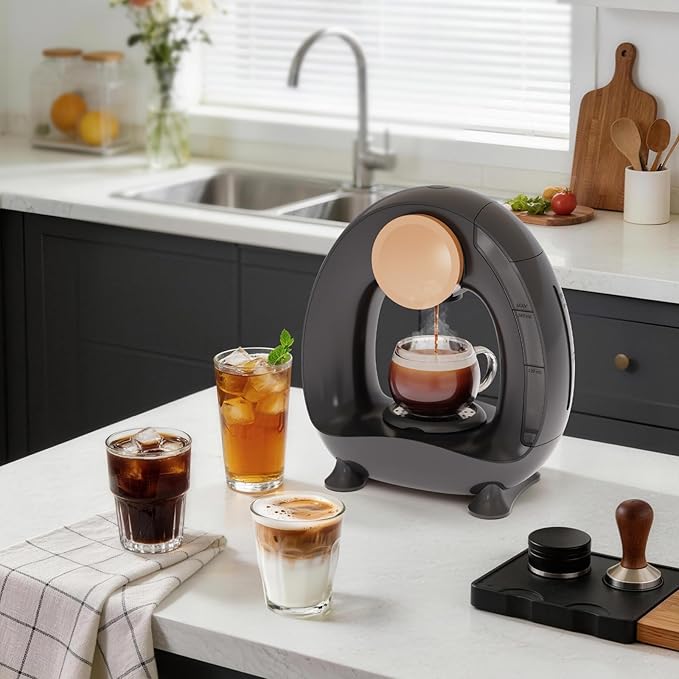 3 in 1 Single Serve Coffee Maker for K Cup Black Ground Coffee and Tea Leaves 1400W 20s Fast Heating Mini K Cup Coffee Brewer One Button Operation for Small Spaces for Bedroom