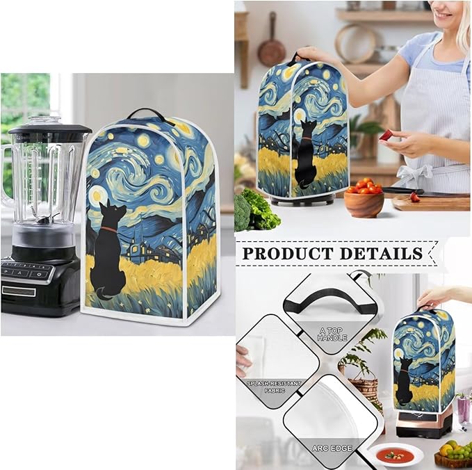 Starry Night Dog Reusable Toaster Cover Juicer Blender Cover Slow Cooker Cover Set Crock Pot Cover Bread Machine Dust Cover Fits for Most Standard 4 Slice ToastersHome Decoration (Blue)