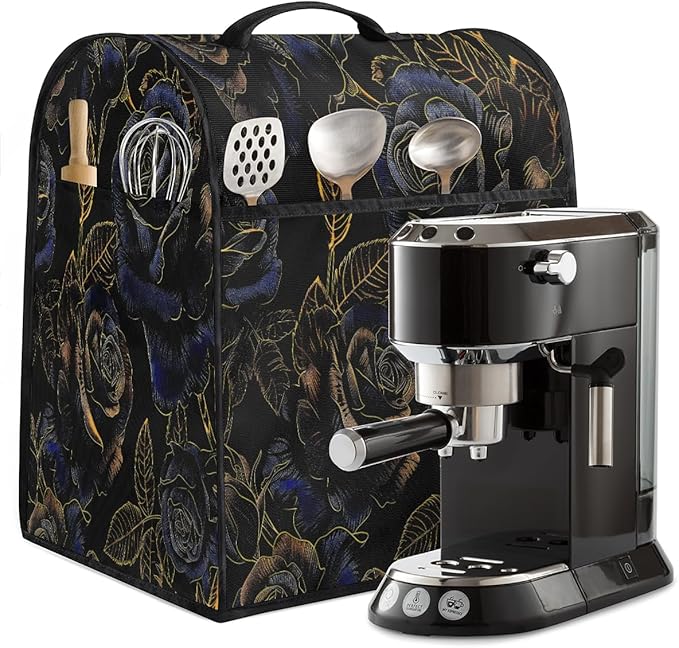 cfpolar Kitchen Aid Mixer Cover Compatible with 6-8 Quarts Flower Gold Blue Rose Stand Mixer Cover Kitchen Aid Mixers Accessories Appliance Organizer Bag Dust Covers with Zipper Pocket