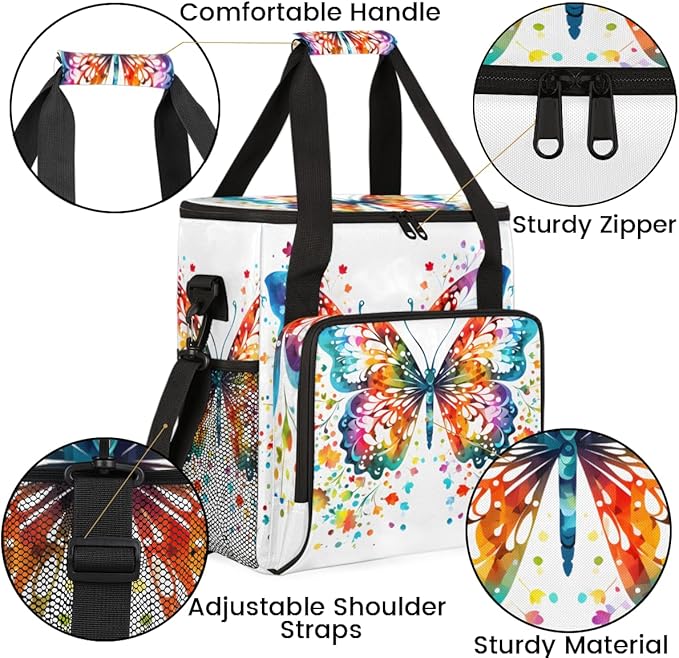Abstract Butterfly Coffee Maker Carrying Bag Oil Painting Butterfly Travel Storage Bag Compatible with K-Mini or K-Mini Plus Single Serve Coffee Brewer Carrying Case with Pockets &amp Shoulder Stra
