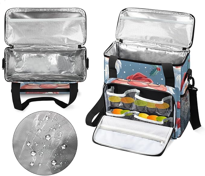 Cute Santa Claus Coffee Maker Carrying Bag Glitter Santa Claus Travel Storage Bag Compatible with K-Mini or K-Mini Plus Single Serve Coffee Brewer Carrying Case with Pockets &amp Shoulder Strap