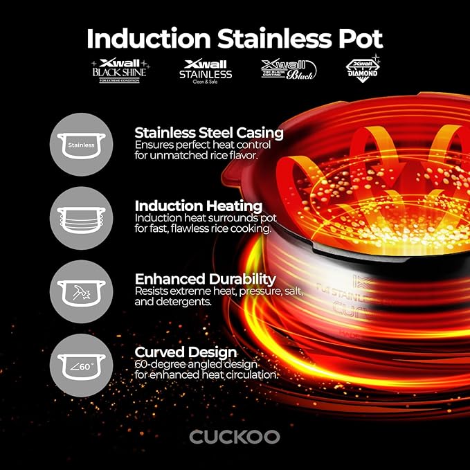 Cuckoo CRP-JHSR0609F Multifunctional and Programmable Electric Induction Heating Pressure Rice Cooker 3-Language Voice Navigation Intelligent Cooking Algorithm - 6 Cups Made in Korea Brown