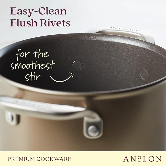 Anolon Ascend Hard Anodized Nonstick Saucepan/Saucepot and Lid - Good for All Stovetops (Gas Glass Top Electric &amp Induction) Dishwasher &amp Oven Safe with Stainless Steel Handle 4 Quart - Br