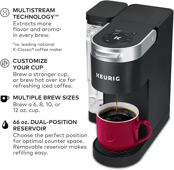 Keurig K-Supreme Single Serve K-Cup Pod Coffee Maker MultiStream Technology 4 Brew Sizes 66oz Dual-Position Removable Reservoir Black (Renewed)