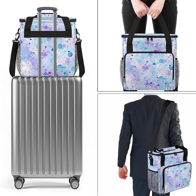 Glitter Coffee Maker Carrying Bag Alice Blue Portable Travel Storage Tote Bag Compatible with K-Mini or K-Mini Plus Single Serve Coffee Brewer Carrying Case with Multiple Pockets &amp Shoulder Stra