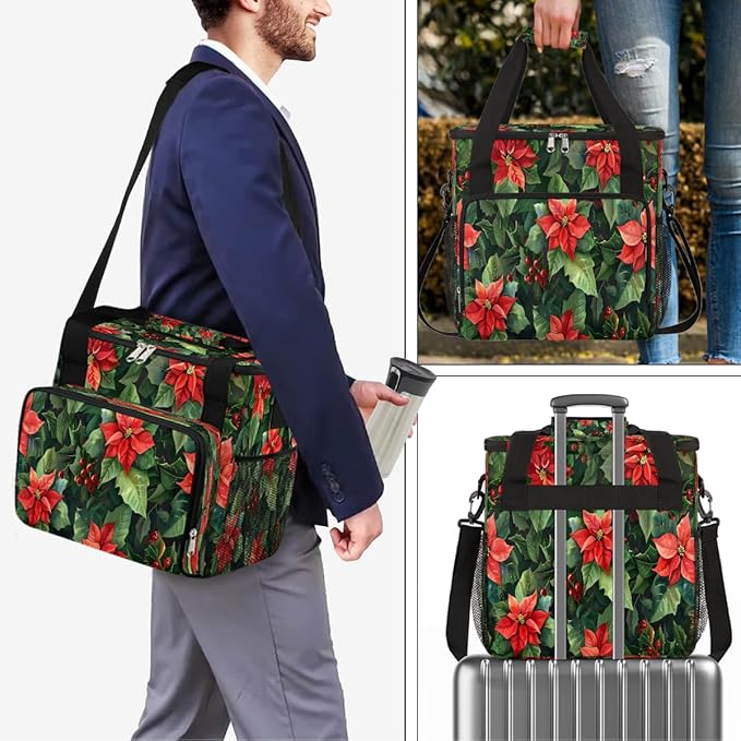 Christmas (617) Coffee Maker Carring Bag Travel Carrying Storage Tote Bag Compatible with Keurig K-Mini or K-Mini Plus Portable Single Serve Coffee Brewer Case with Pockets for K-cup Pods