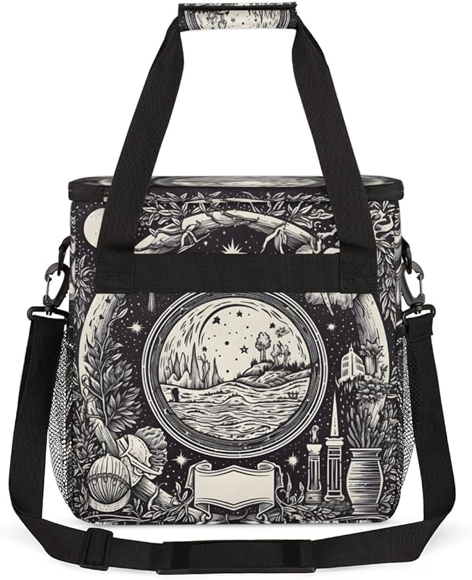 Magic Circle Coffee Maker Carrying Bag Grey Ethnic Aztec Travel Storage Bag Compatible with K-Mini or K-Mini Plus Single Serve Coffee Brewer Carrying Case with Multiple Pockets &amp Shoulder Strap