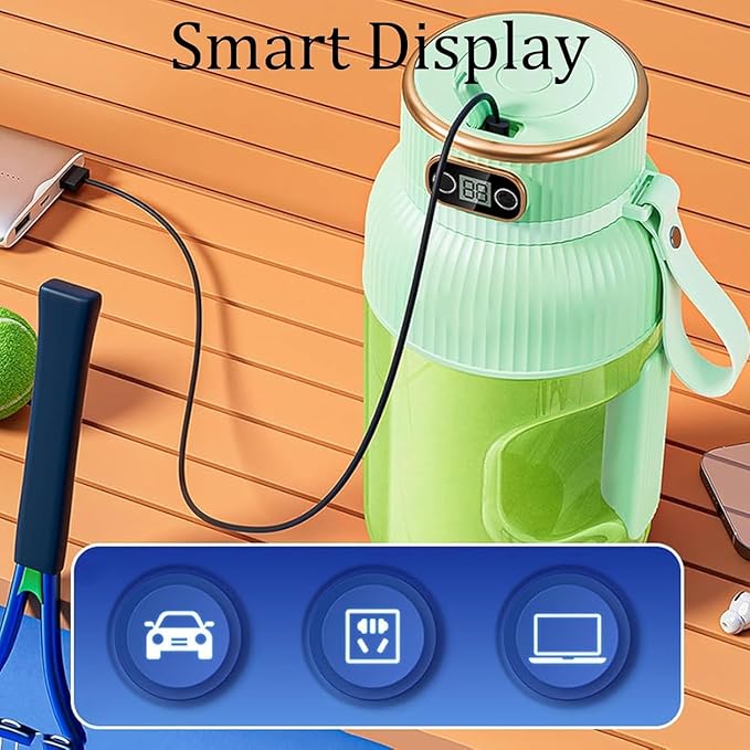 Multifunctional Portable Juicer Cup with Digital Display Large-capacity personal size blenders for Smoothies Shakes Juicer USB Rechargeable (1Single cup single lid)