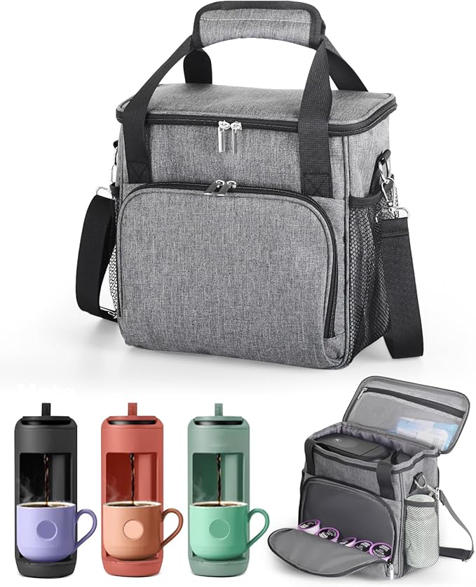 JISHAHS Travel Carrying Bag for Keurig K-Mini Mate Coffee Maker Single Serve Coffee Brewer Portable Storage Bag with 3-Way Carry Padded Multi-Pocket Storage Accessories