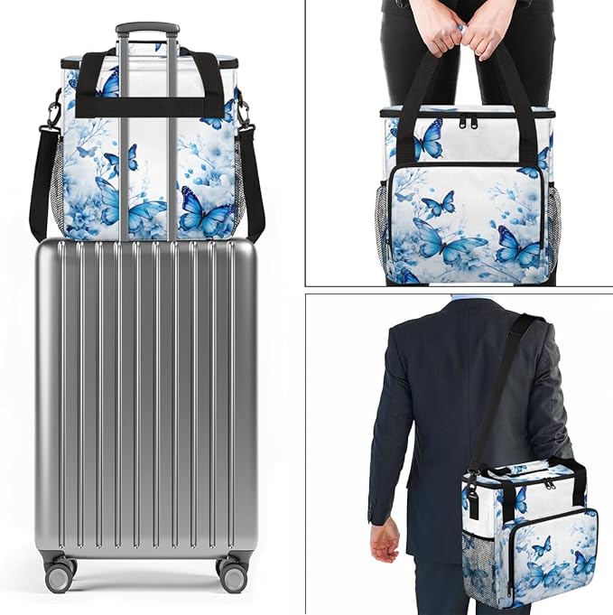Flowers Butterfly Coffee Maker Carrying Bag Mystic Butterfly Travel Storage Bag Compatible with K-Mini or K-Mini Plus Single Serve Coffee Brewer Carrying Case with Multiple Pockets &amp Shoulder St