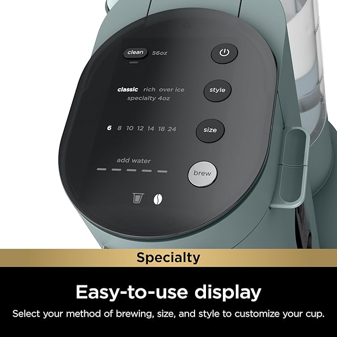 Ninja Pods &amp Grounds Specialty Single-Serve Coffee Maker Compatible with K-Cups Built-In Milk Frother 6-oz. Cup to 24-oz. Travel Mug Sizes Iced Coffee Maker Sage Green PB051SG (Renewed)