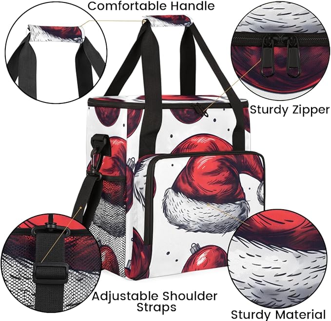 Christmas Hat Coffee Maker Carrying Bag Modern Hat Travel Storage Bag Compatible with K-Mini or K-Mini Plus Single Serve Coffee Brewer Carrying Case with Multiple Pockets &amp Shoulder Strap