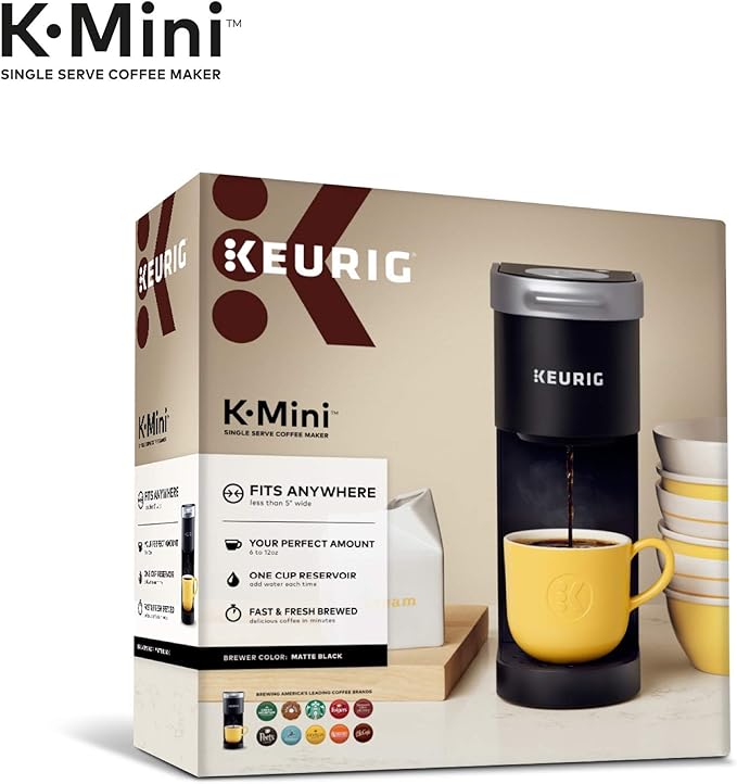 Keurig K-Mini Single Serve K-Cup Pod Coffee Maker 6 to 12oz Brew size with Cord Storage Perfect for Small Spaces Black