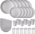 EI 42pcs Wheat Straw Dinnerware SetUnbreakable Reusable Plastic PlatesBig Bowls and Pltes for KitchenGrey Plates and Bowls Setsfor Family DinnerCampingPicninc
