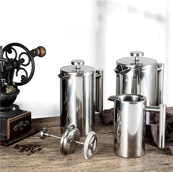 350ml/800ml/1000ml Coffee Maker Pot Press Stainless Steel Double Walled Insulated(800ml)
