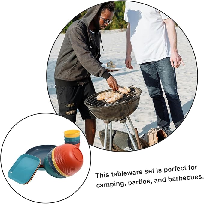 ABOOFAN Broken Dinnerware Set Plates and Bowls Set Camping Utensils Unbreakable Material Black for Bbq Camping Outdoor