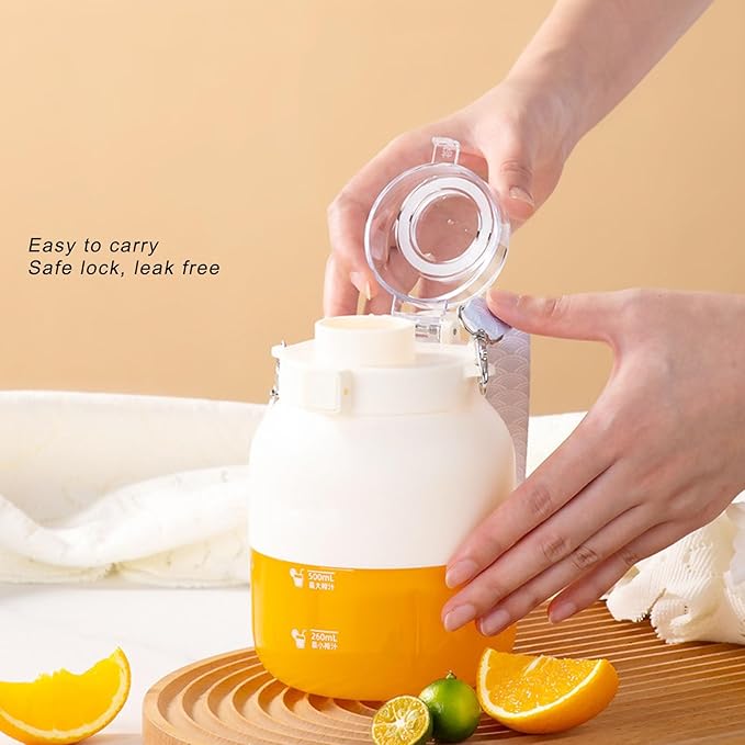 Portable Blender Mini Automatic Portable Juicer with Plastic Straw Electric Portable Smoothie Blender with Hanging Rope Durable Travel Blender(White)