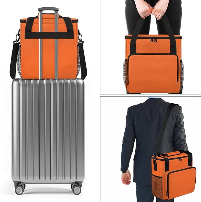 Orange Coffee Maker Carrying Bag Waterproof Insulated Leakproof Cooler Bag Portable Storage Tote Bag Organizer With Shoulder Strap