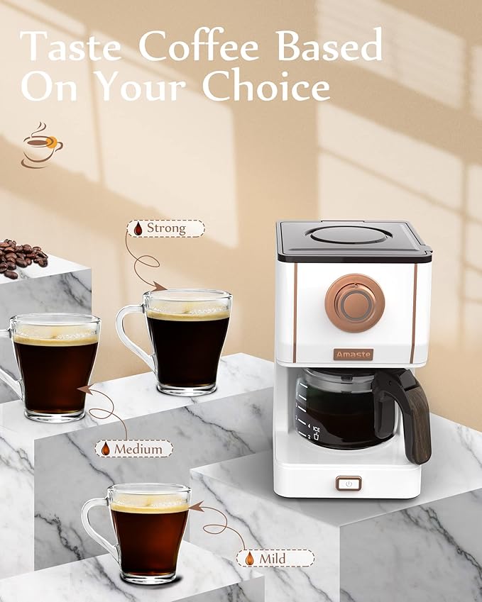 Amaste White Coffee Maker &amp White Toaster &amp Black Retro Electric Kettle Set