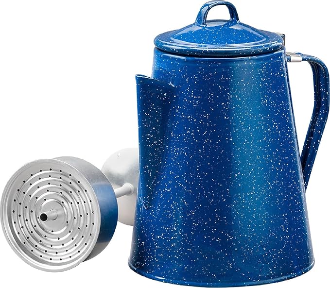 8 Cup Camping Enamel Coffee Percolator Made by Caddis Sports