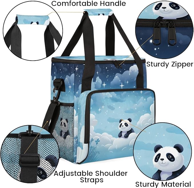 Panda on Cloud Coffee Maker Carrying Bag Portable Travel Storage Tote Bag Compatible with K-Mini or K-Mini Plus Single Serve Coffee Brewer Carrying Case with Multiple Pockets &amp Shoulder Strap
