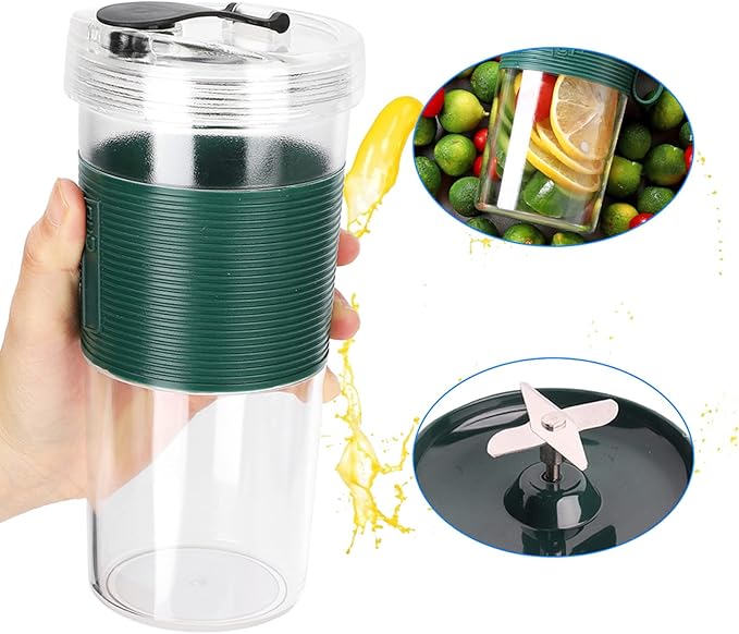 Portable Electric Fruit Juicing Cup Rechargeable USB Juicer with Three - Blade Cutter Head 2000mAh Battery for Travel and Home Use 320ml Fresh Juice Maker (320ml)