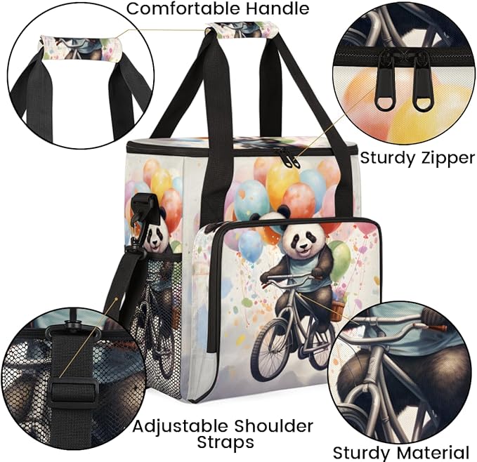 Panda Coffee Maker Carrying Bag Balloon Bicycle Portable Travel Storage Tote Bag Compatible with K-Mini or K-Mini Plus Single Serve Coffee Brewer Carrying Case with Multiple Pockets &amp Shoulder S