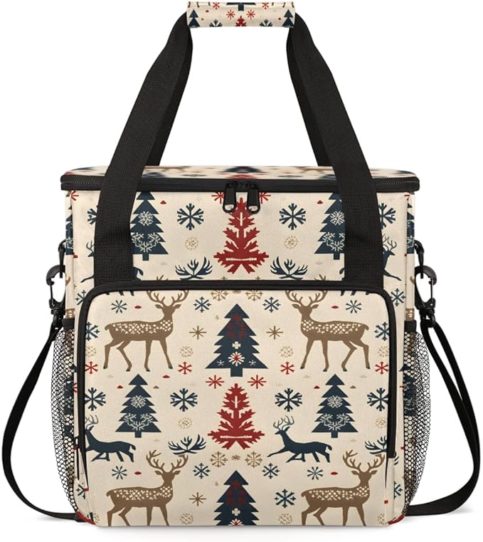 Colorful Tree Coffee Maker Carrying Bag Xmas Tree Travel Storage Bag Compatible with K-Mini or K-Mini Plus Single Serve Coffee Brewer Carrying Case with Multiple Pockets &amp Shoulder Strap