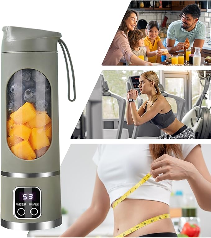 Portable Juicer | 450ml Wireless Compact Maker with LED Display - Portable Juicer Cup - for Home Gym Kitchen Beach School Camping Hiking Picnic Vacation Apartment Dorm